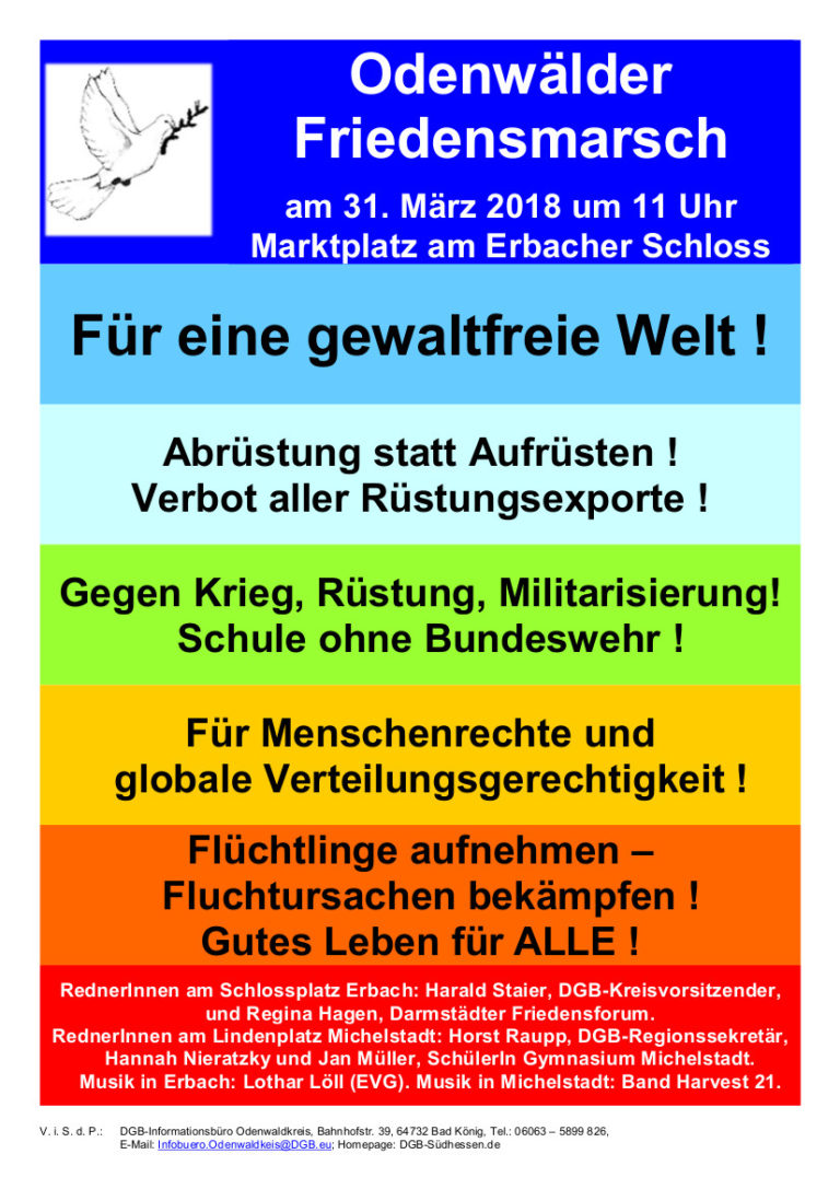 Auf zum Odenwälder Friedensmarsch 2018!